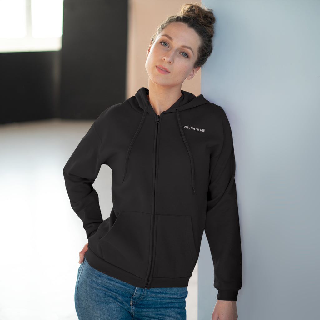 Minimal 'Vibe With Me' Zip Hoodie –Unisex Sweatshirt