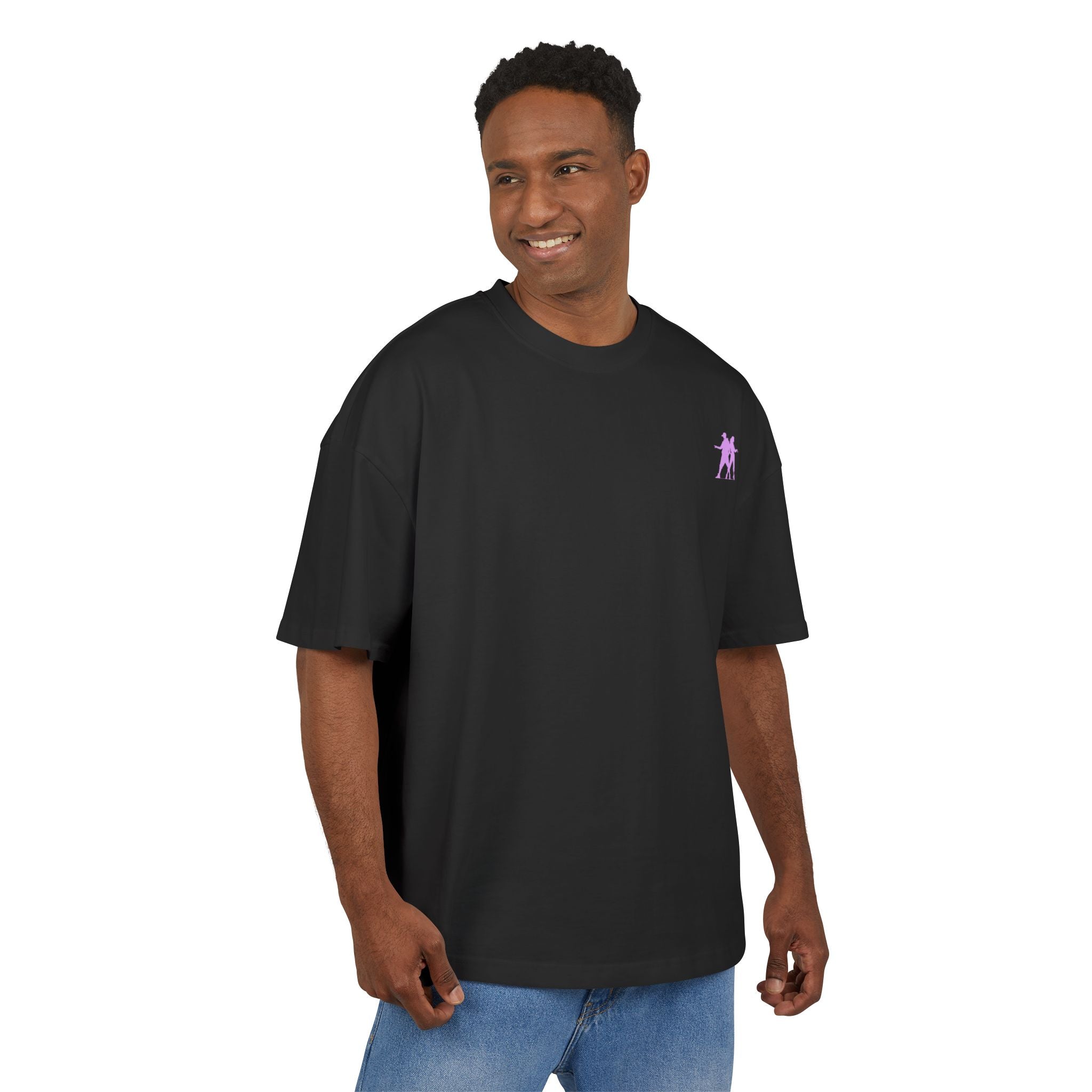 Minimal Pink Silhouette Graphic Tee - Casual Boxy Cotton Shirt