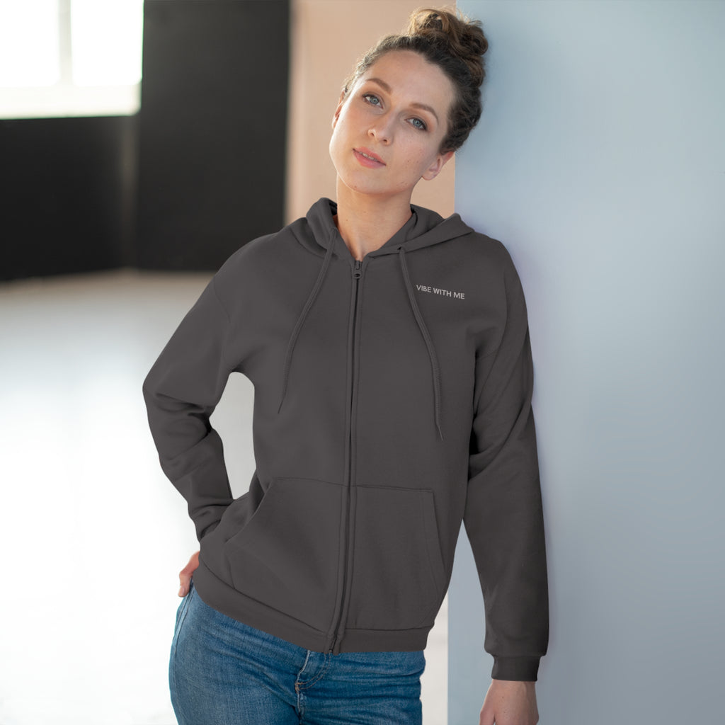 Minimal 'Vibe With Me' Zip Hoodie –Unisex Sweatshirt