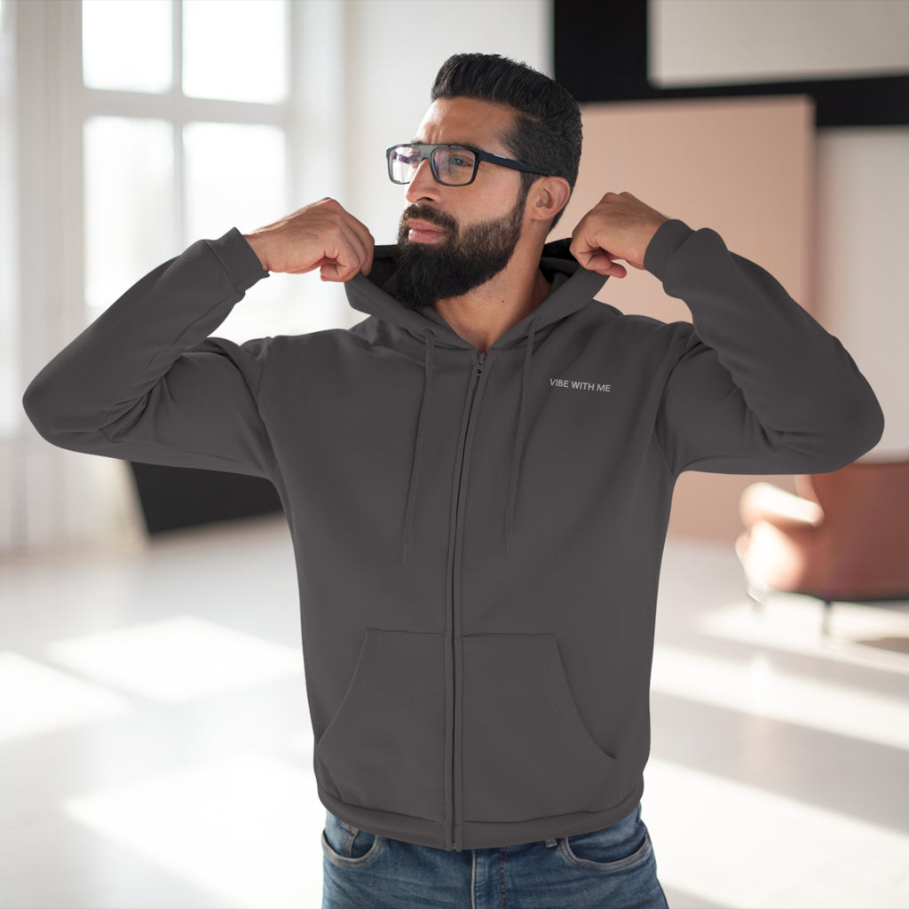 Minimal 'Vibe With Me' Zip Hoodie –Unisex Sweatshirt