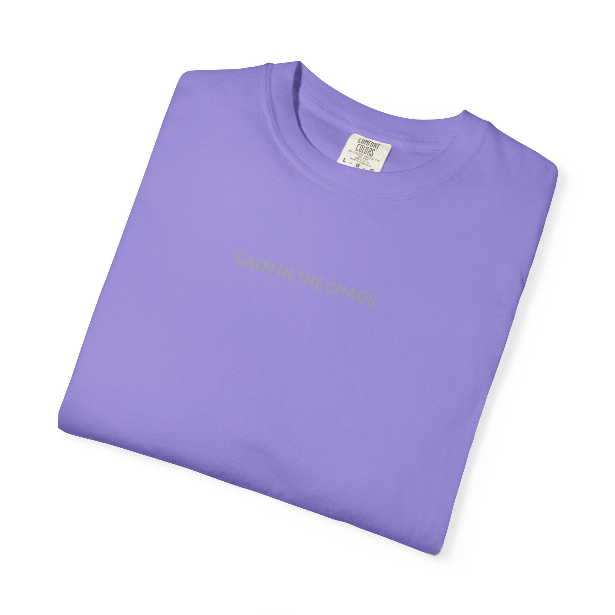 Calm in the Chaos T-Shirt — Minimalist White Tee with Subtle Text