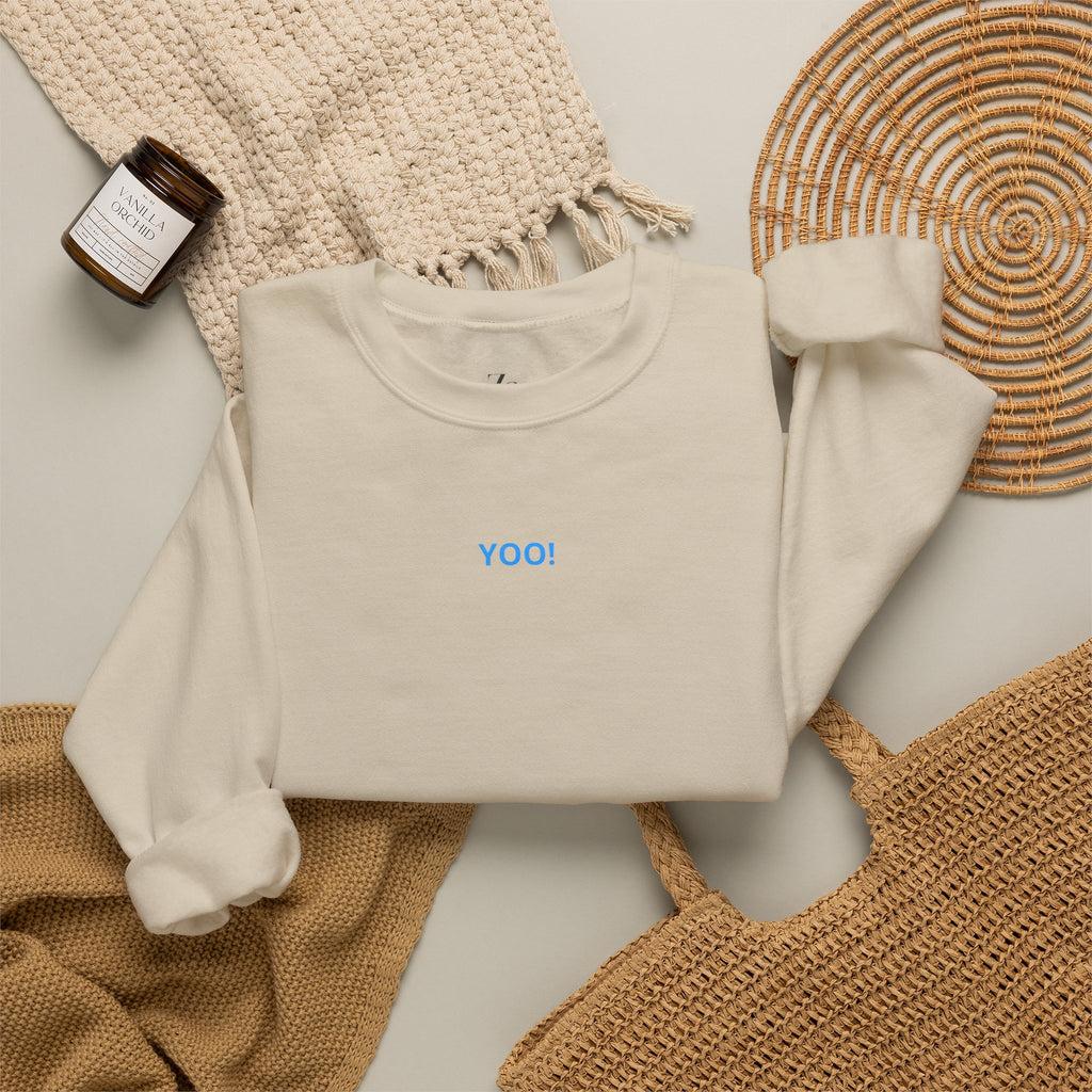 Minimal 'YOO!' Crewneck Sweatshirt — Unisex Sweatshirt