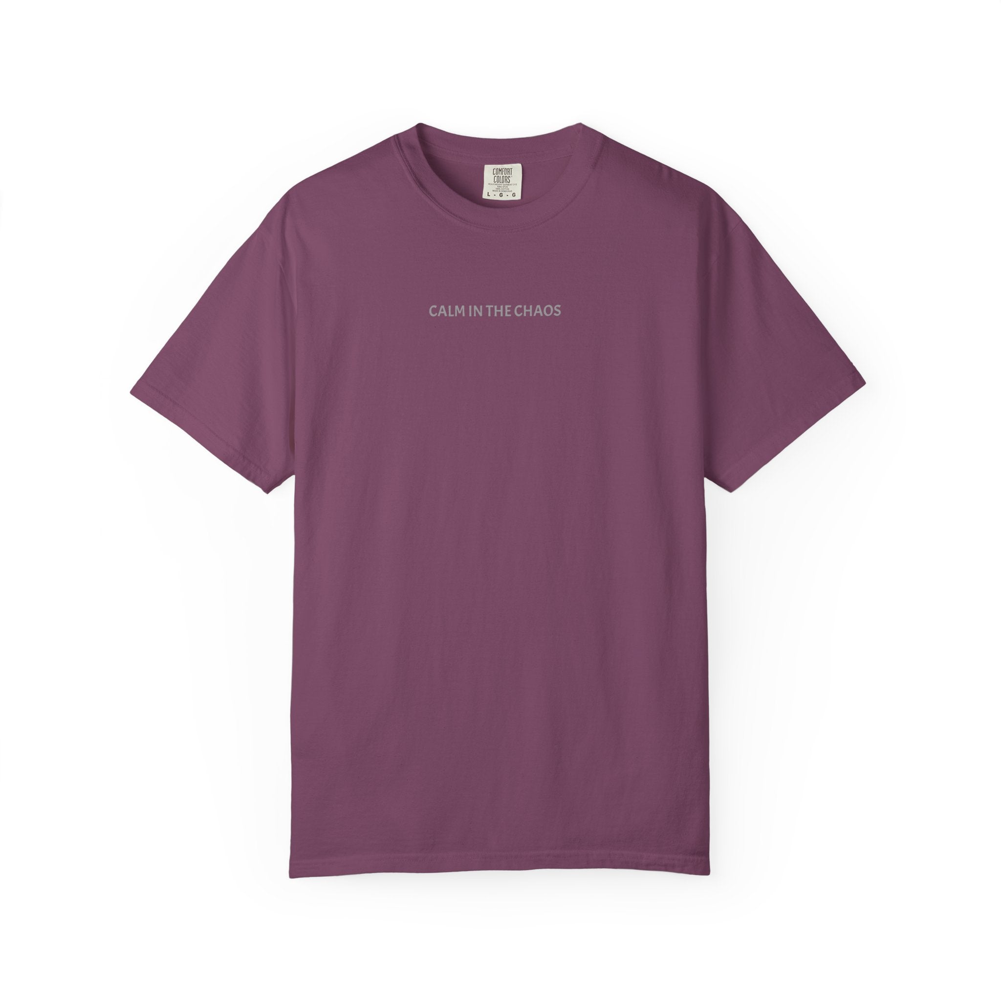 Calm in the Chaos T-Shirt — Minimalist White Tee with Subtle Text