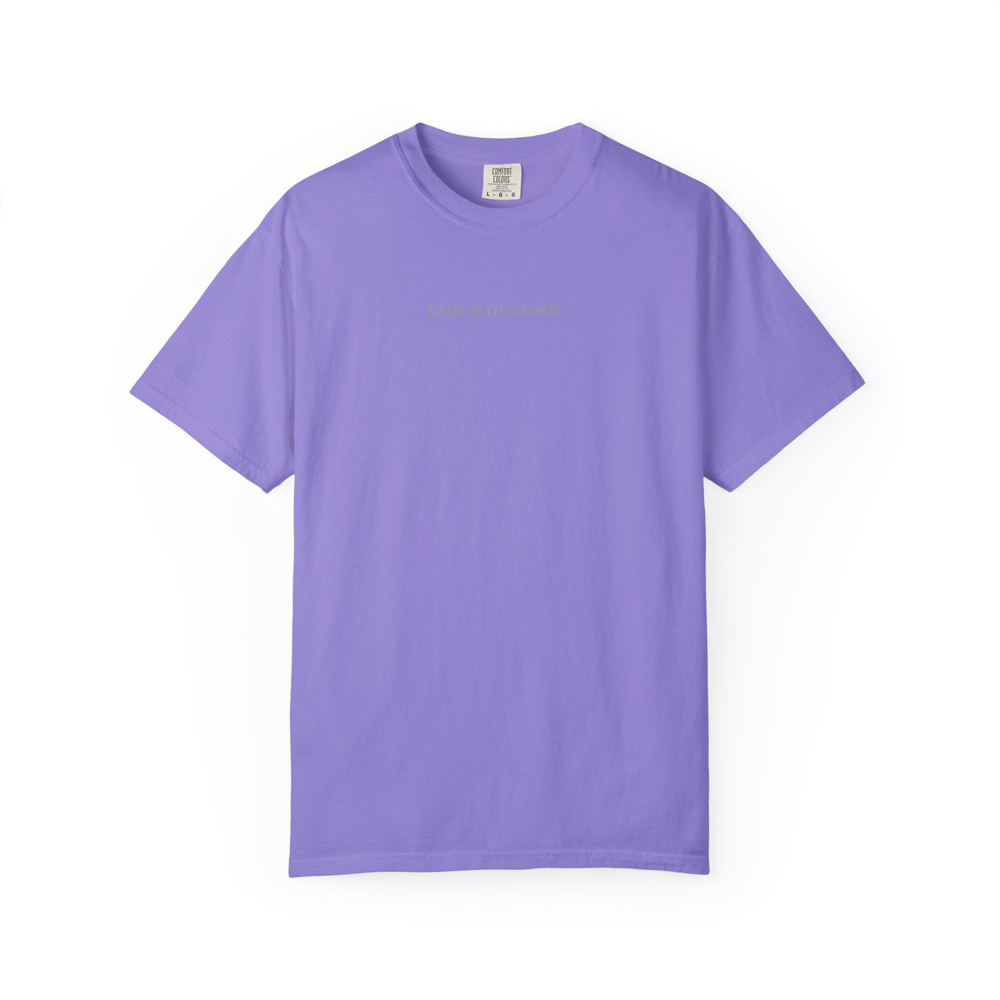 Calm in the Chaos T-Shirt — Minimalist White Tee with Subtle Text