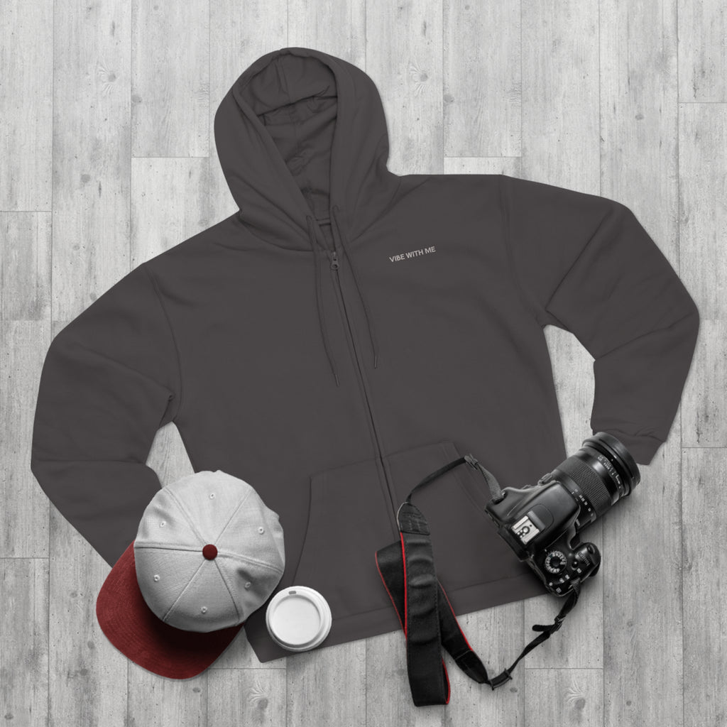 Minimal 'Vibe With Me' Zip Hoodie –Unisex Sweatshirt