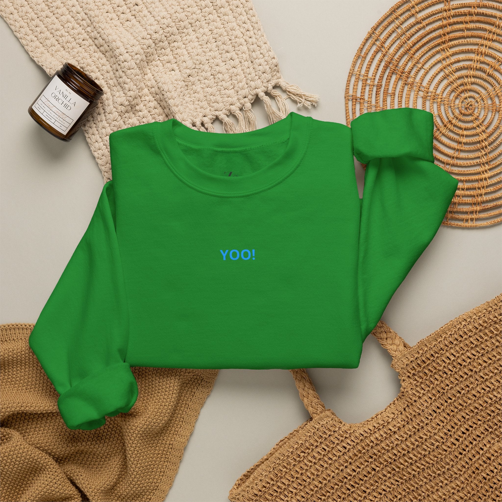 Minimal 'YOO!' Crewneck Sweatshirt — Unisex Sweatshirt