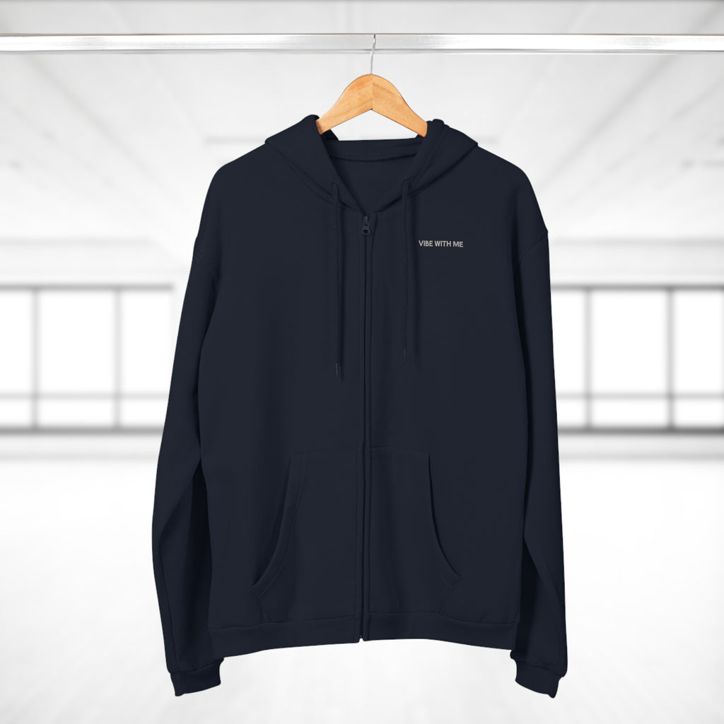 Minimal 'Vibe With Me' Zip Hoodie –Unisex Sweatshirt