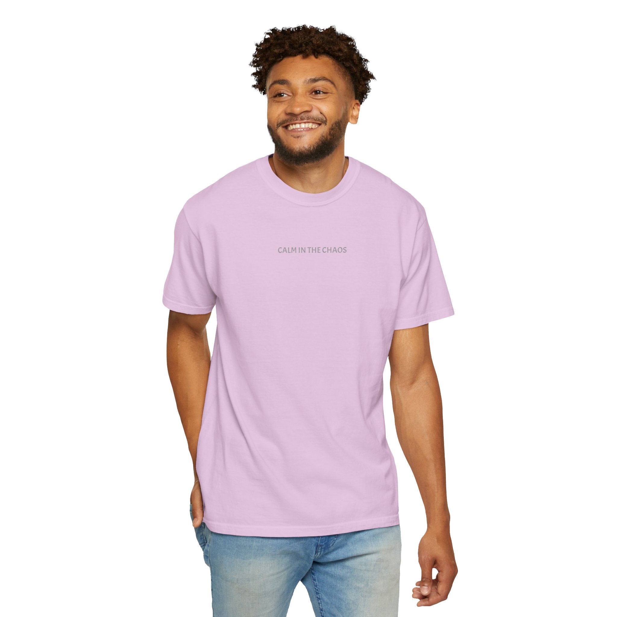 Calm in the Chaos T-Shirt — Minimalist White Tee with Subtle Text