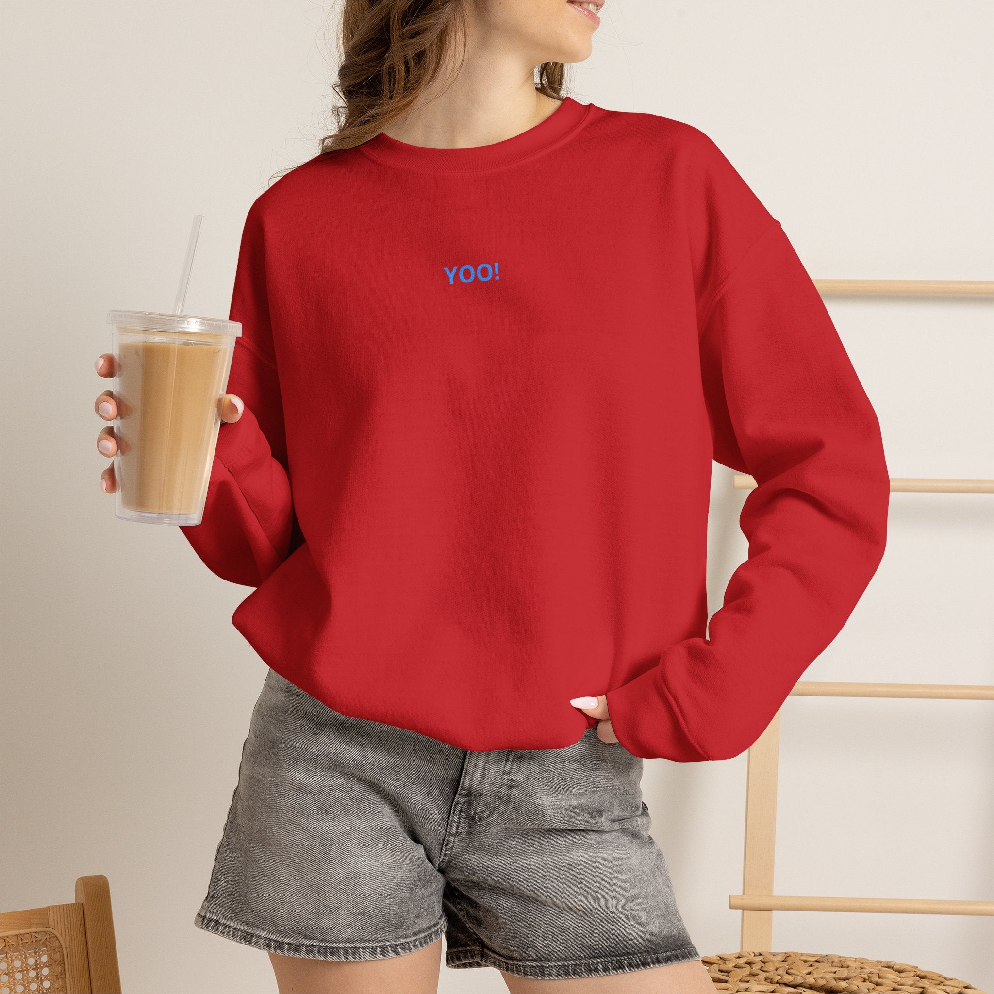 Minimal 'YOO!' Crewneck Sweatshirt — Unisex Sweatshirt