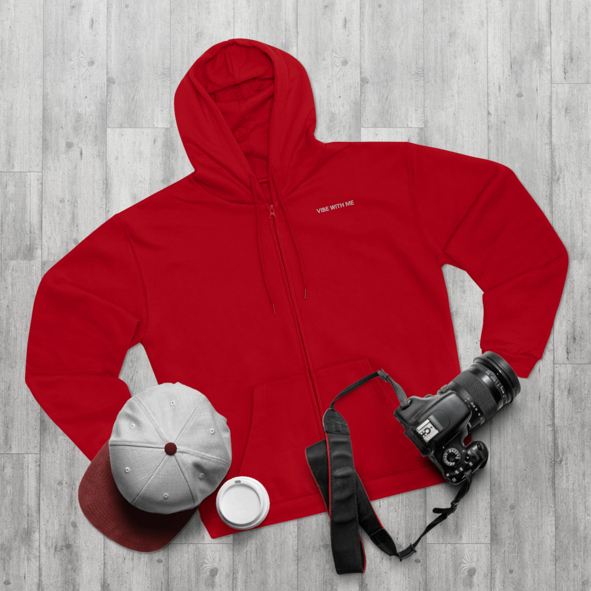 Minimal 'Vibe With Me' Zip Hoodie –Unisex Sweatshirt