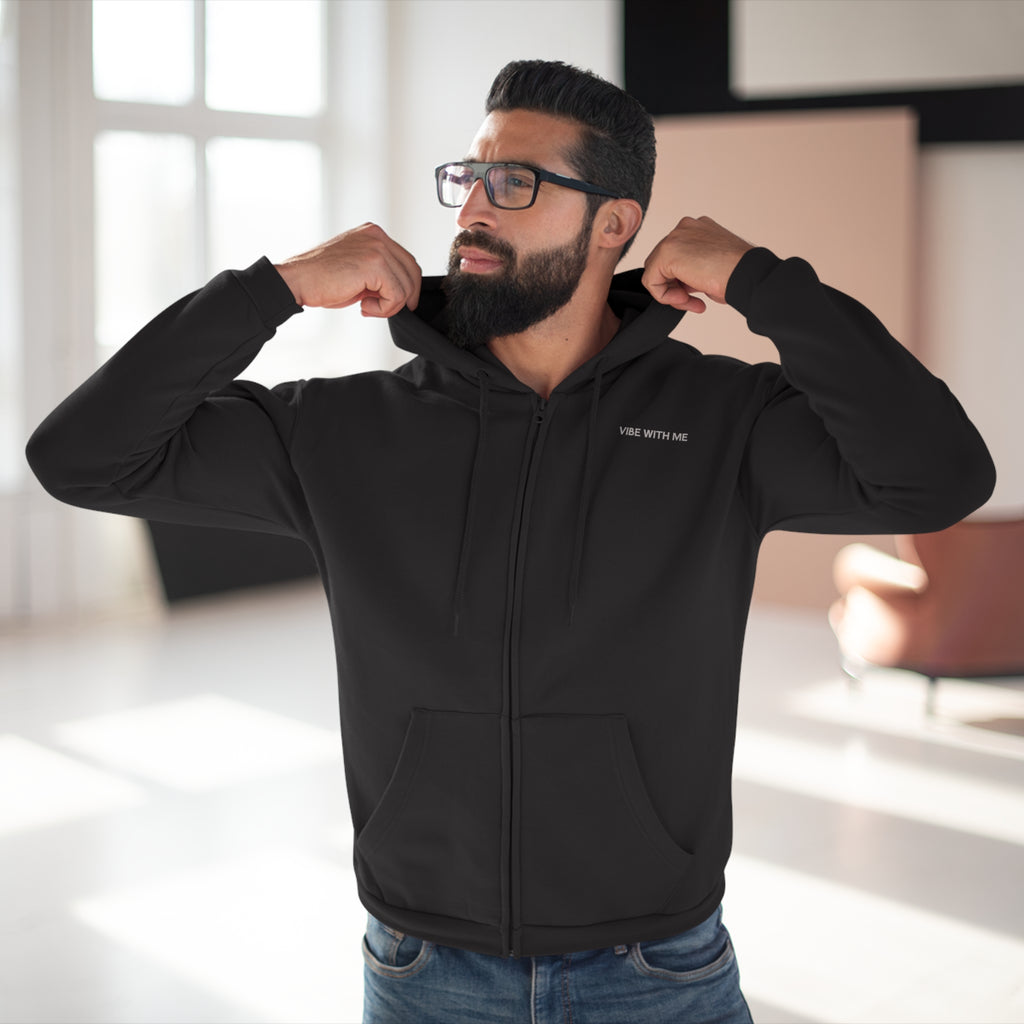 Minimal 'Vibe With Me' Zip Hoodie –Unisex Sweatshirt