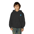 Youth Hoodie with Blue Handprint Chest Logo - Kids Casual Pullover