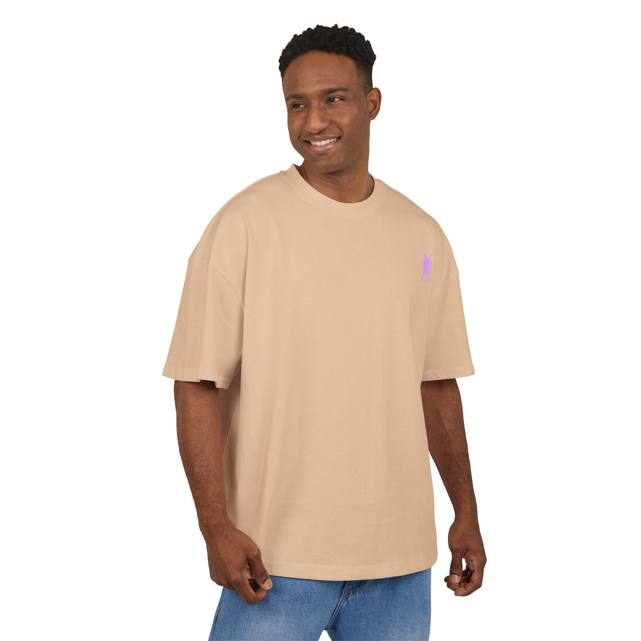 Minimal Pink Silhouette Graphic Tee - Casual Boxy Cotton Shirt