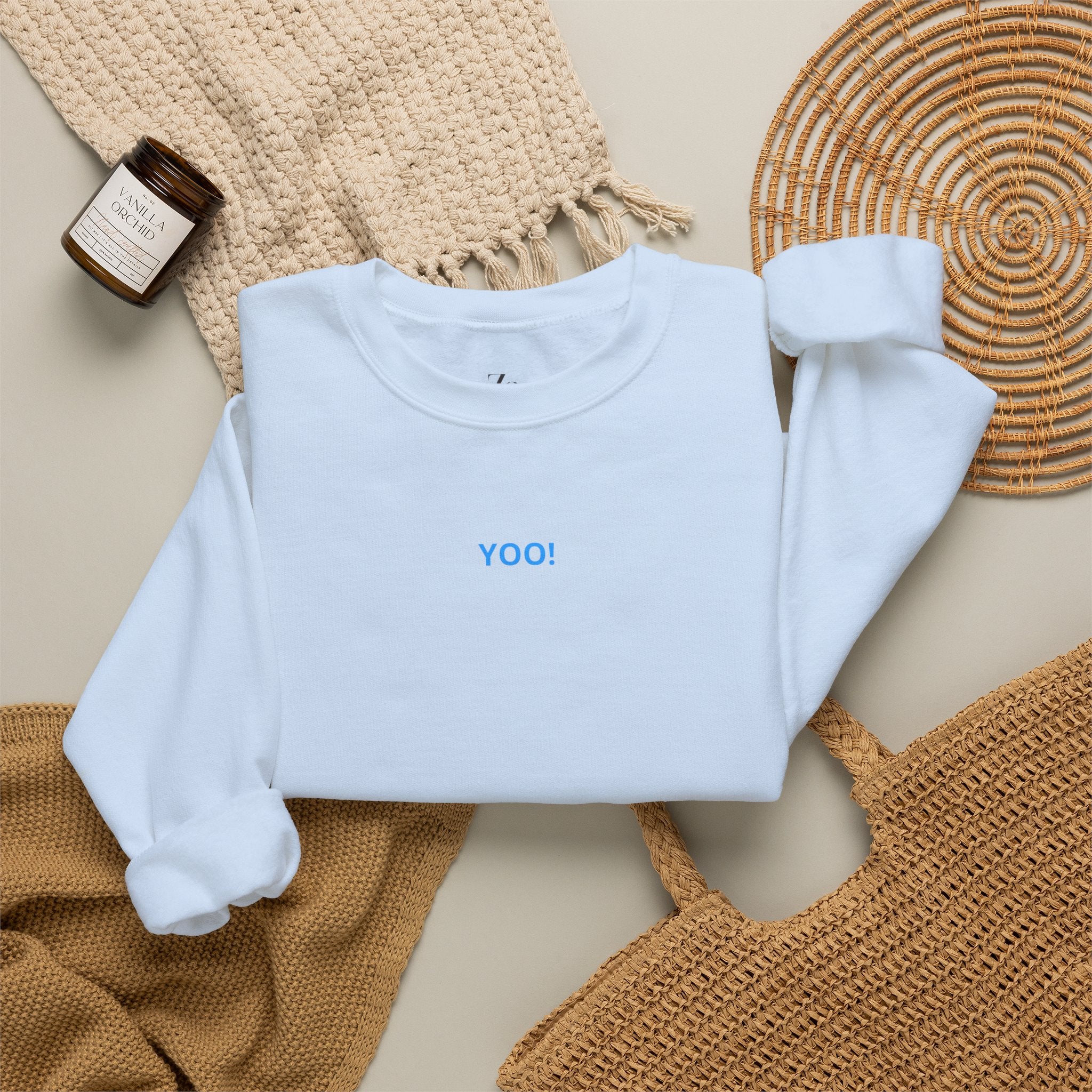 Minimal 'YOO!' Crewneck Sweatshirt — Unisex Sweatshirt