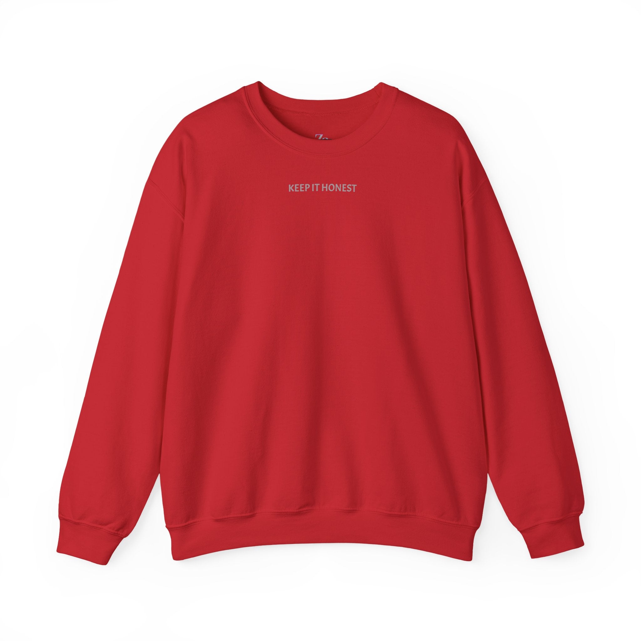 Crewneck Sweatshirt - Minimal "Keep It Honest" Chest Text, Cozy White Casual Pullover
