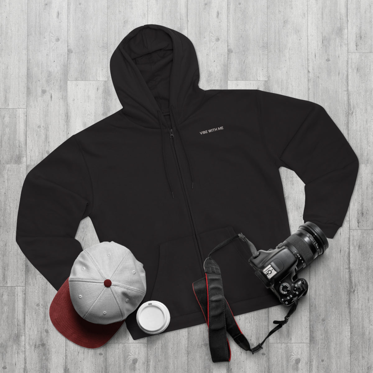 Minimal 'Vibe With Me' Zip Hoodie –Unisex Sweatshirt