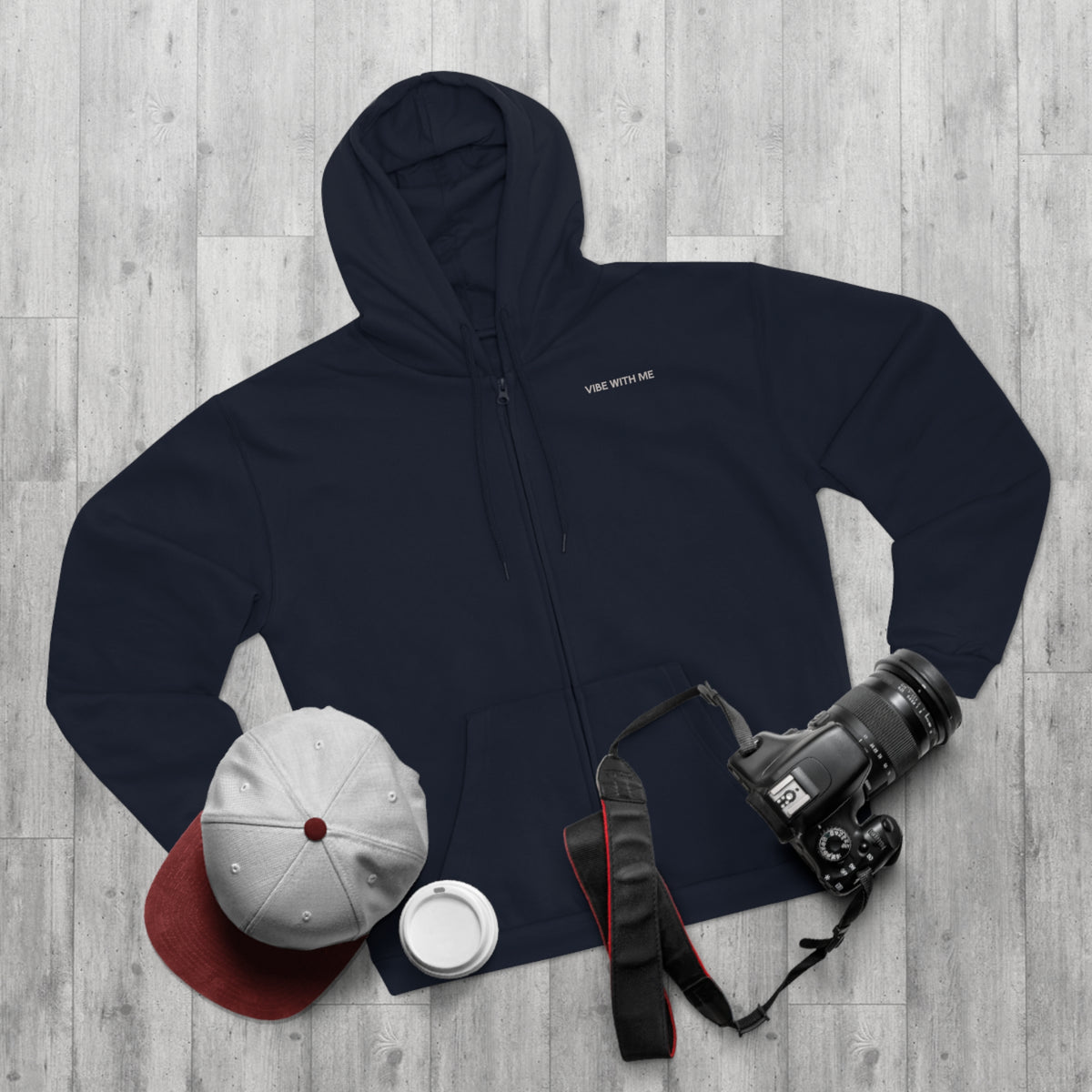 Minimal 'Vibe With Me' Zip Hoodie –Unisex Sweatshirt