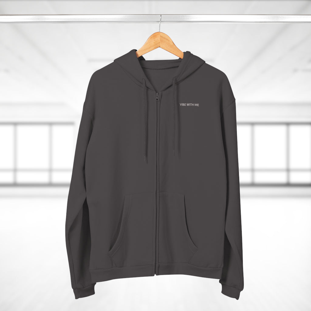 Minimal 'Vibe With Me' Zip Hoodie –Unisex Sweatshirt
