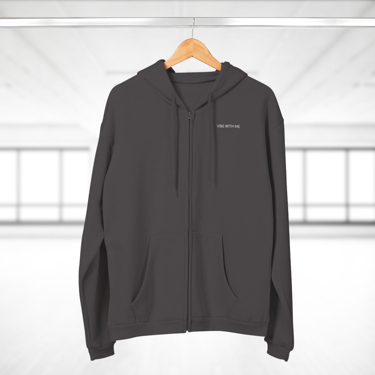 Minimal 'Vibe With Me' Zip Hoodie –Unisex Sweatshirt