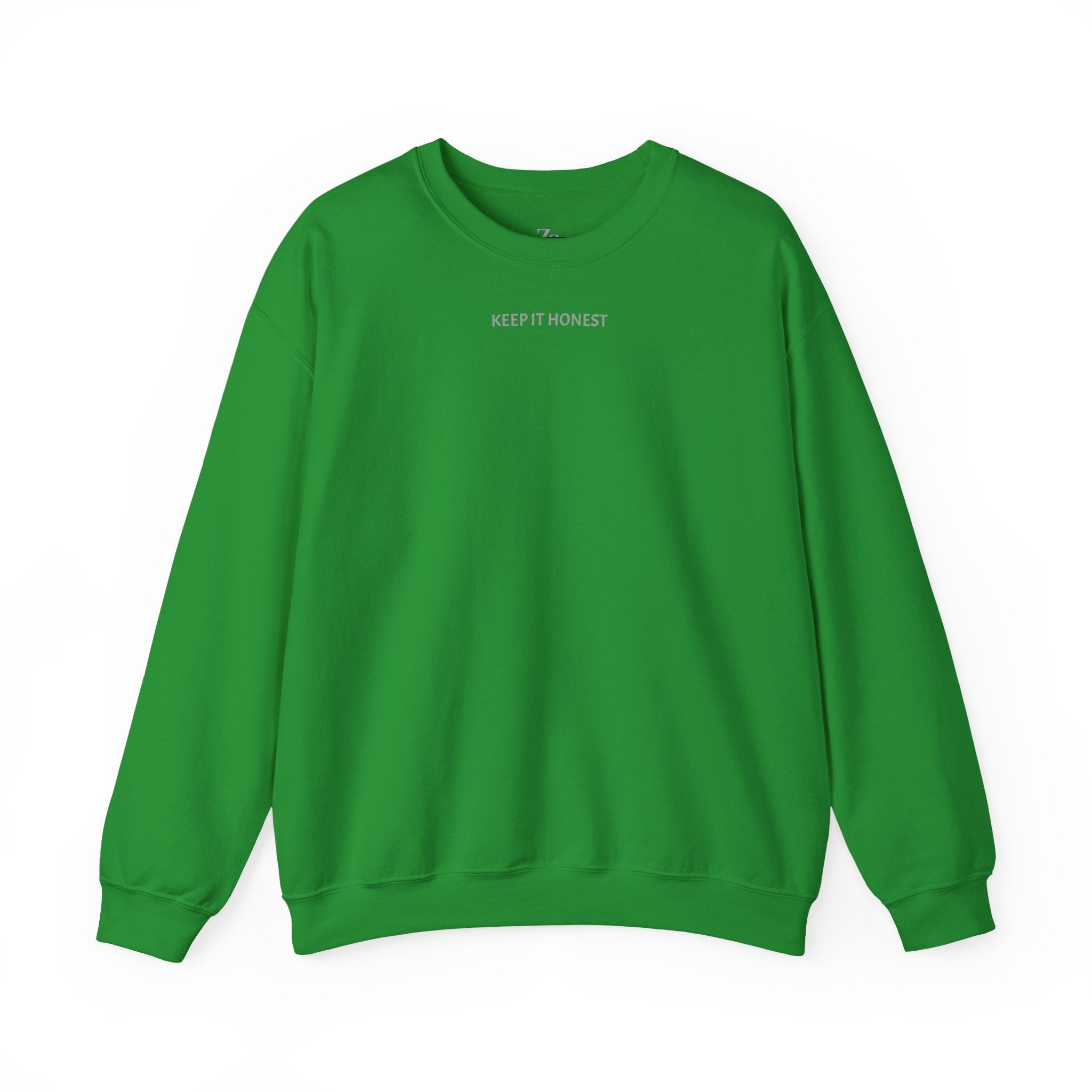 Crewneck Sweatshirt - Minimal "Keep It Honest" Chest Text, Cozy White Casual Pullover