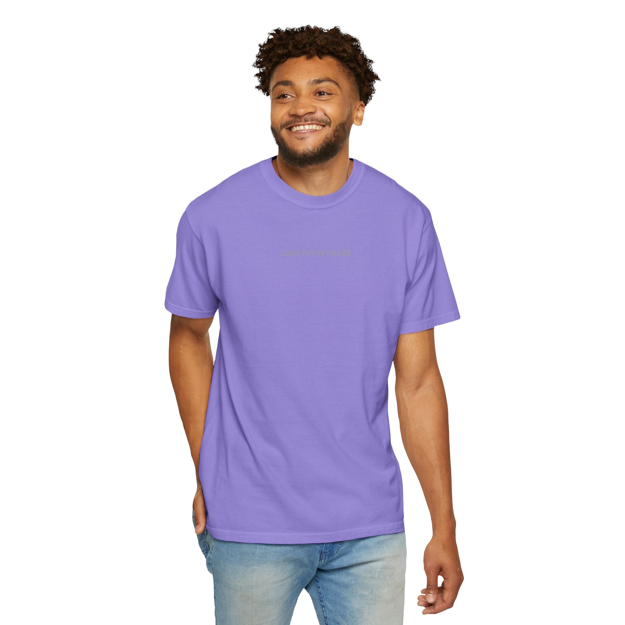 Calm in the Chaos T-Shirt — Minimalist White Tee with Subtle Text