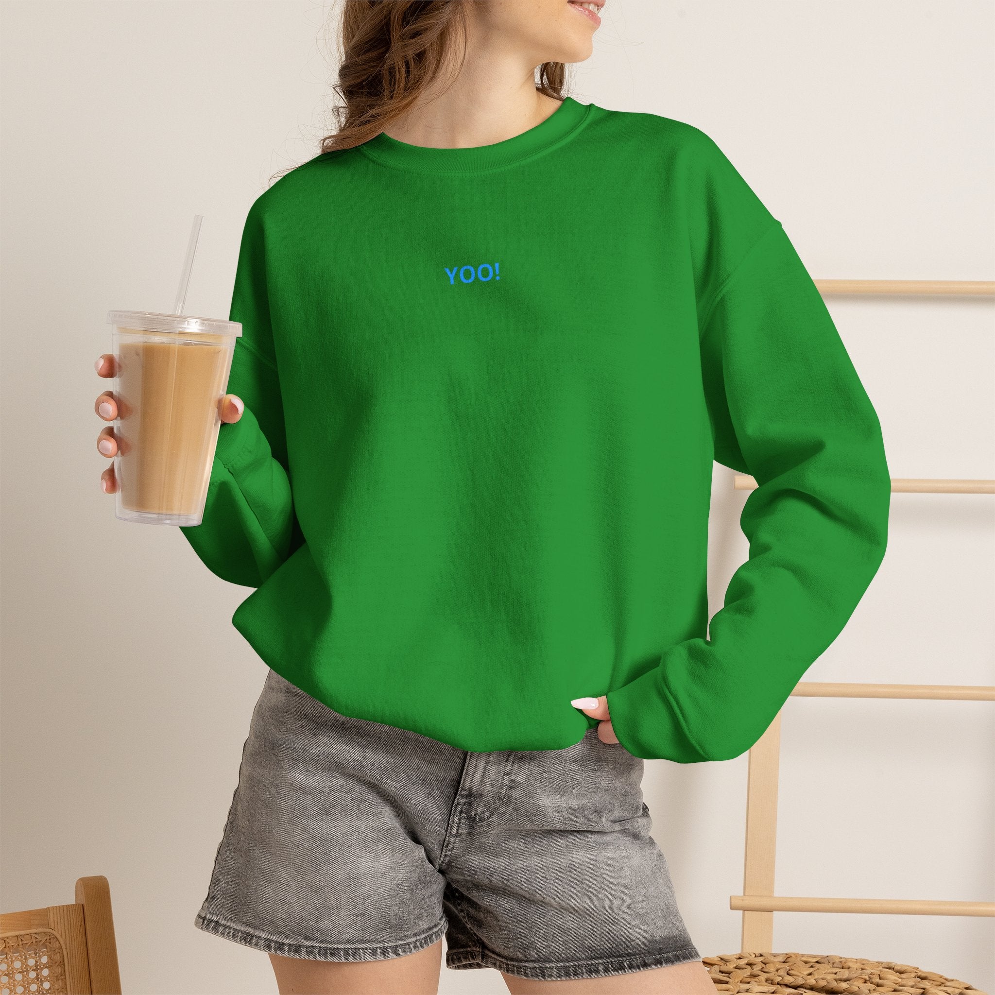 Minimal 'YOO!' Crewneck Sweatshirt — Unisex Sweatshirt