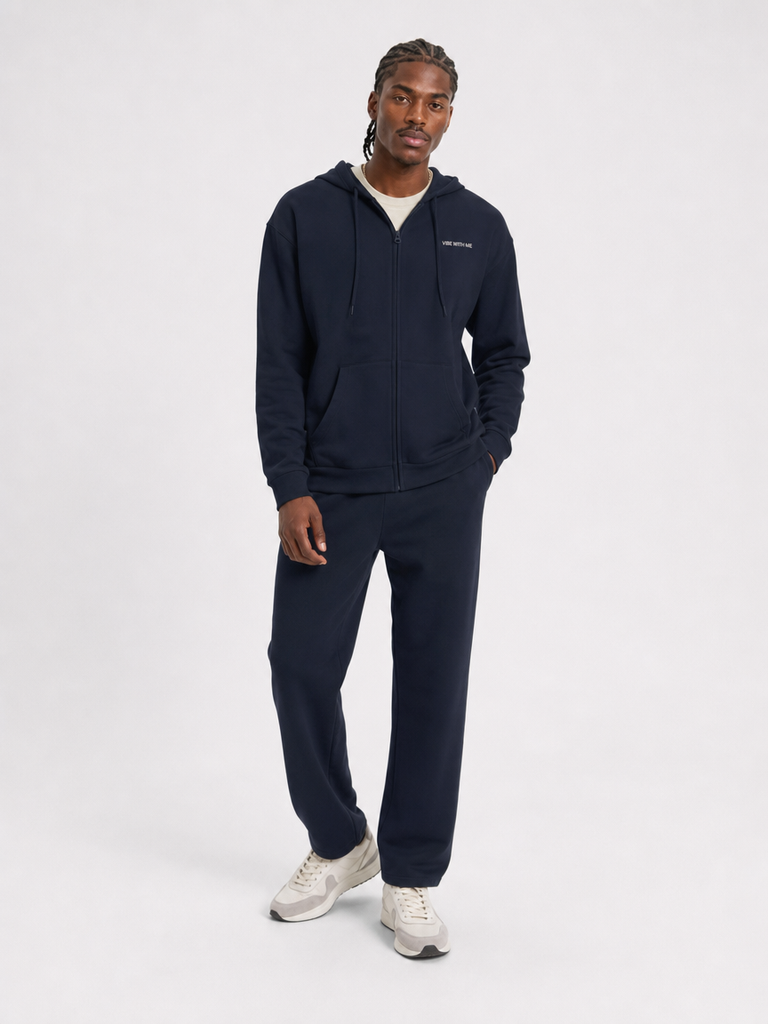 Minimal 'Vibe With Me' Zip Hoodie –Unisex Sweatshirt